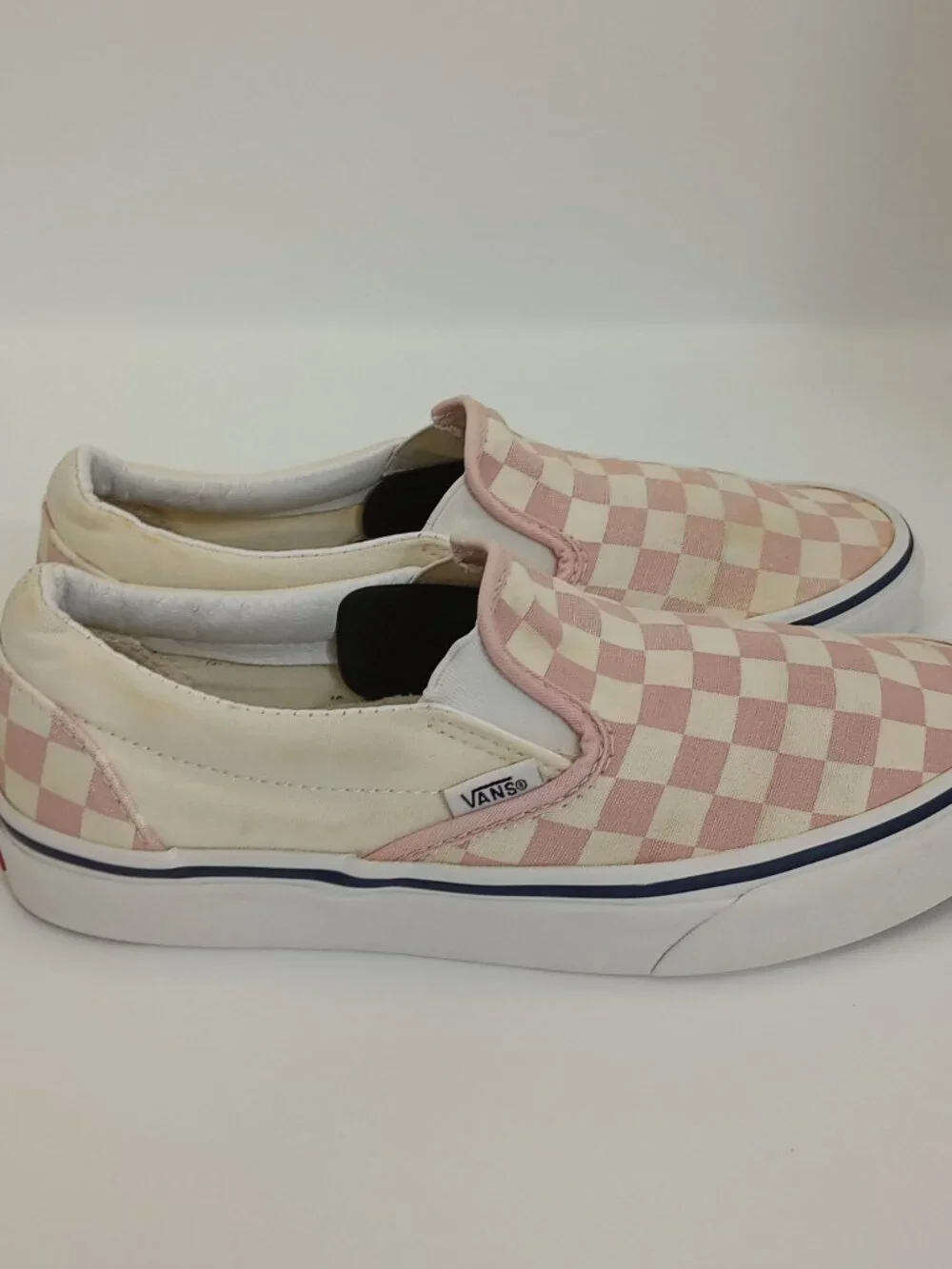 Vans Classic Slip-On Pink White Checkerboard Sneakers Women's Size 7
